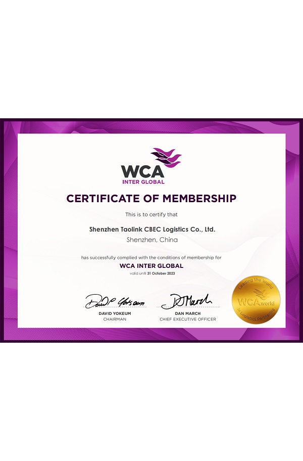 WCA certificate